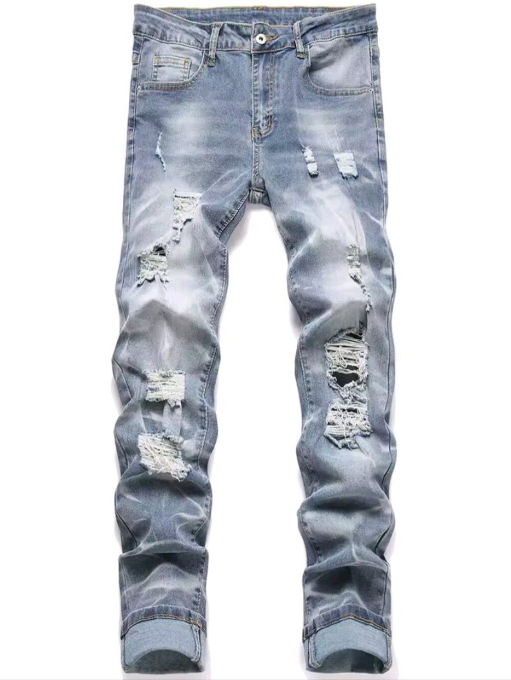 Men's Jeans Pants Stretch Blue Skinny Jeans